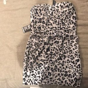 Express leopard chiffon strapless dress
